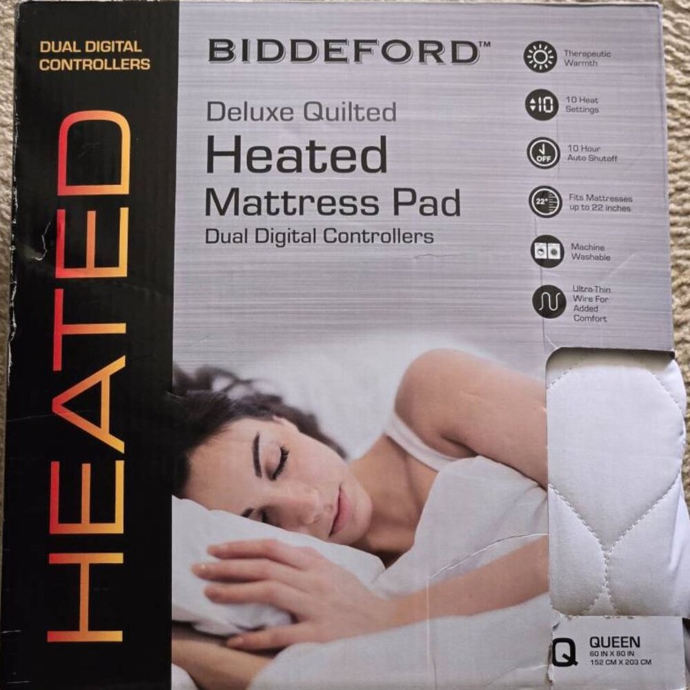 Biddeford Blankets Quilted Electric Washable Mattress Pad - Queen Size